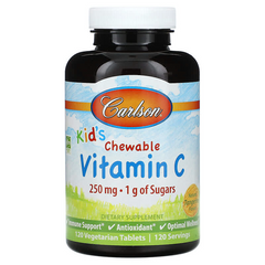 Carlson Labs, Kid's, жувальний вітамін C, натуральний мандарин, 250 мг, 120 вегетаріанських пігулок (CAR-03101), фото
