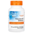 Doctor's Best, Вітамін D3, 125 мкг (5000 МО), 180 м'яких желатинових капсул (DRB-00218)