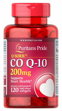 Puritan's Pride, CoQ10, 200 мг, 120 м'яких капсул швидкого вивільнення (PTP-12094), фото