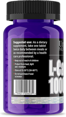 Ultimate Nutrition, L-карнітин, 1000 мг, 30 таблеток (104758), фото