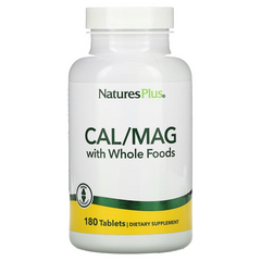 NaturesPlus, кальцій та магній з цільнохарчовими інгредієнтами, 180 таблеток (NAP-33645), фото