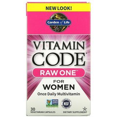 Garden of Life, Vitamin Code, RAW One, мультивитаминная добавка для женщин (для приема 1 раз в день), 30 вегетарианских капсул (GOL-11550), фото