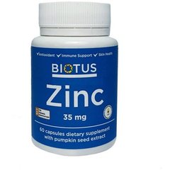 Biotus, Цинк, Zinc, 35 мг, 60 капсул (BIO-530159), фото