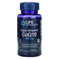 Life Extension, Super Ubiquinol CoQ10 with Enhanced Mitochondrial Support, 100 мг, 60 мягких желатиновых капсул (LEX-19296), фото