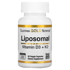 California Gold Nutrition, Liposomal Vitamins K2 & D3, 60 Vegetarian Capsules (CGN-01875), фото