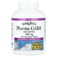 Natural Factors, Stress-Relax, Pharma GABA, 100 мг, 120 жувальних таблеток (NFS-02838), фото