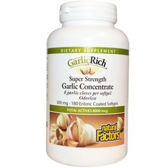 Часник, Garlic Concentrate, Natural Factors, концентрат, 500 мг, 180 капсул (NFS-02333), фото