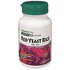 Красный дрожжевой рис, Herbal Actives, Natures Plus, 600 мг, 60 гелевых капсул (NAP-07246), фото