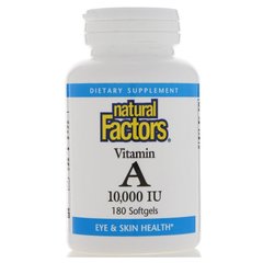 Витамин А, Natural Factors, 10000 МЕ, 180 капсул (NFS-01041), фото