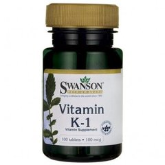 Витамин К-1, Vitamin K-1, Swanson, 100 мкг, 100 таблеток (SWV-01994), фото