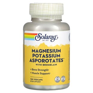 Solaray, Magnesium Potassium Asporotates, аспартат магнію та калію, 120 рослинних капсул (SOR-04517), фото