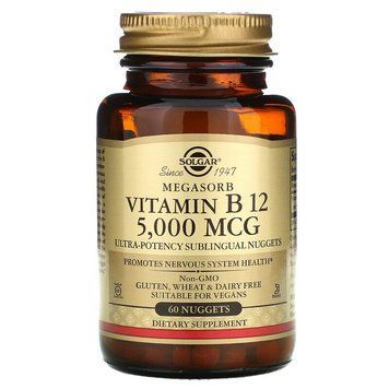 Вітамін B12 сублінгвальний 5000 мкг Solgar Sublingual Vitamin B12 - 60 таблеток, фото