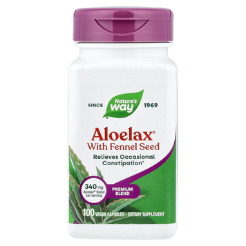 Алое з насінням фенхелю Nature's Way Aloelax with Fennel Seed - 100 веганських капсул, фото