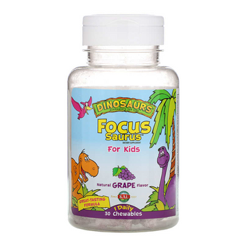 KAL, Focus Saurus for Kids, виноград, 30 жевательных таблеток (CAL-50302), фото