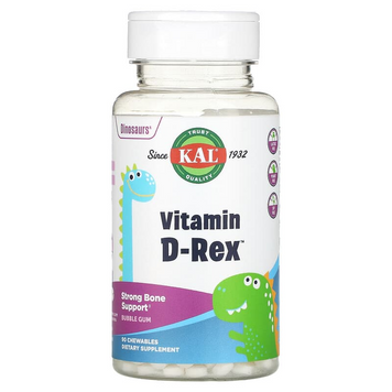 KAL, D-Rex, витамин D, со вкусом жевательной резинки, 90 жевательных таблеток (CAL-46202), фото