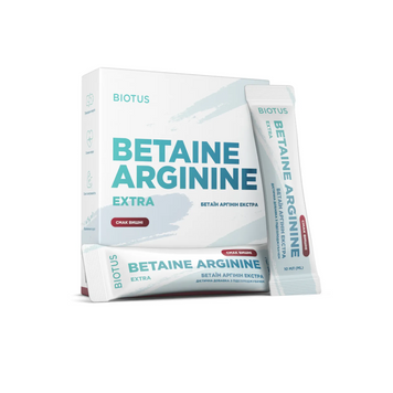 Biotus, Betaine Arginine Extra, Бетаїн Аргінін Екстра, смак вишні, 10 саше по 10 мл (BIO-533167), фото