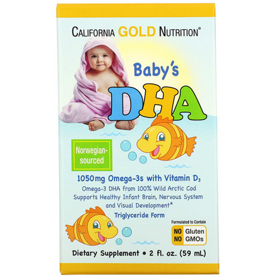 DHA для немовлят, Baby's DHA, California Gold Nutrition, 59 мл (CGN-00871), фото