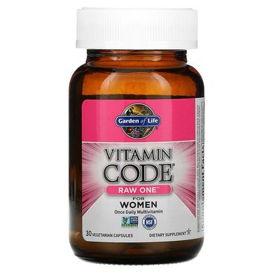 Garden of Life, Vitamin Code, RAW One, мультивітамінна добавка для жінок (для прийому 1 раз на день), 30 вегетаріанських капсул (GOL-11550), фото