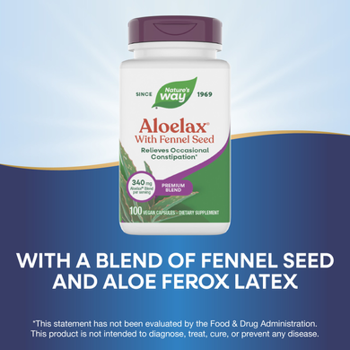 Алоэ с семенами фенхеля Nature's Way Aloelax with Fennel Seed - 100 веганских капсул, фото