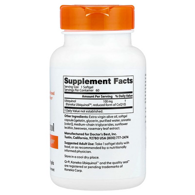 Убіхінол Kaneka QH Doctor's Best Ubiquinol - 100 мг, 60 капсул, фото