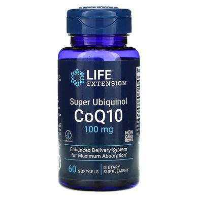 Life Extension, Super Ubiquinol CoQ10 with Enhanced Mitochondrial Support, 100 мг, 60 м'яких желатинових капсул (LEX-19296), фото