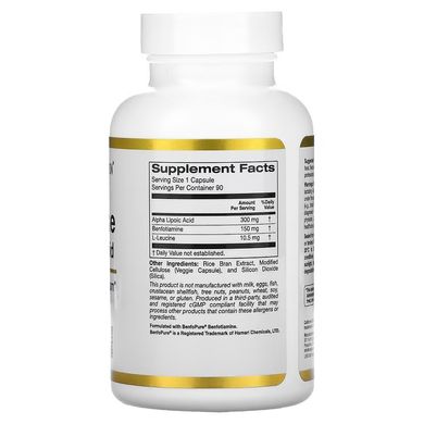 California Gold Nutrition, бенфотиамин с альфа-липоевой кислотой, 90 вегетарианских капсул (CGN-02021), фото