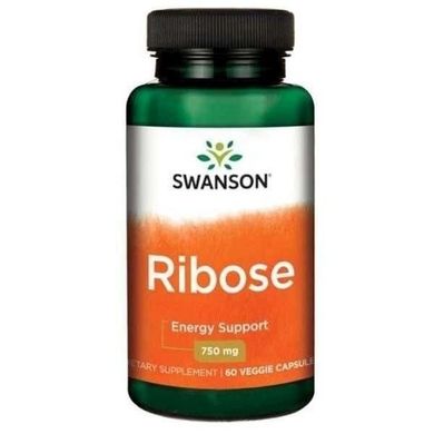 D-Рибоза, Ultra Ribose, Swanson, 750 мг, 60 вегетаріанських капсул (SWV-02823), фото