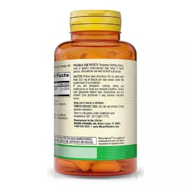 Mason Natural, Ниацин, пролонгированного действия, 500 мг, 60 капсул (MAV-10755), фото