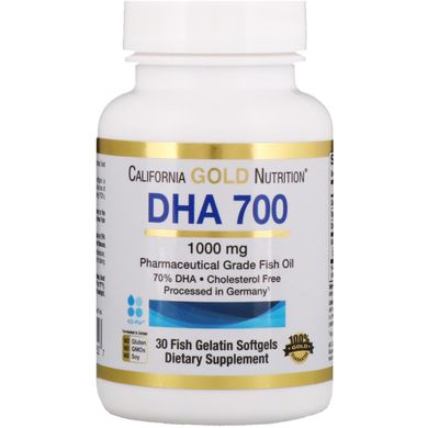 Рыбий жир, DHA 700, California Gold Nutrition, 1000 мг, 30 капсул (CGN-01252), фото