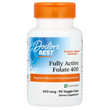 Doctor's Best, повністю активний фолат 400 з Quatrefolic, 400 мкг, 90 вегетаріанських капсул (DRB-00262)