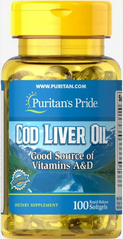 Масло печени трески, Cod Liver Oil, Puritan's Pride, 415 мг, 100 гелевых капсул (PTP-11150), фото