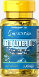 Puritan's Pride, Cod Liver Oil, 415 мг, 100 гелевых капсул (PTP-11150), фото