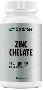 Хелатний цинк 15 мг Sporter Zinc Chelate - 60 капсул, фото