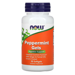Перцева м'ята в капсулах, Peppermint Gels, Now Foods, 90 гелевих капсул, (NOW-04727), фото