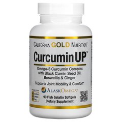 California Gold Nutrition, CurcuminUP, комплекс куркумина і омега-3, підтримка при запаленнях, 90 рибно-желатинових капсул (CGN-01590), фото