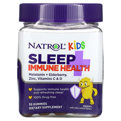 Natrol, Kids, Sleep + Immune Health, Berry, 50 жевательных таблеток (NTL-07782), фото