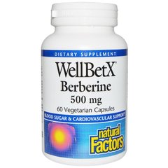 Natural Factors, WellBetX, берберин, 500 мг, 60 вегетаріанських капсул (NFS-03544), фото