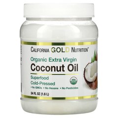 California Gold Nutrition, органічна холоднопресована кокосова олія екстра класу, 1,6 л (CGN-01267), фото