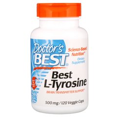 Doctor's Best, Best, L-тирозин, 500 мг, 120 вегетаріанських капсул (DRB-00316), фото