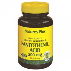 Пантотеновая кислота (B5), Pantothenic Acid, Natures Plus, 500 мг, 90 таблеток (NAP-02030), фото