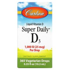 Carlson Labs, Super Daily D3, 25 мкг, 1000 МО, 10,3 мл (CAR-01270), фото