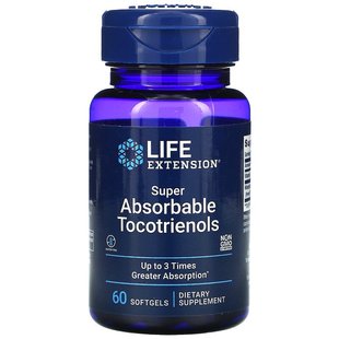 Life Extension, Супер абсорбируемые Токотриенолы, Super Absorbable Tocotrienols, 60 капсул (LEX-14006), фото