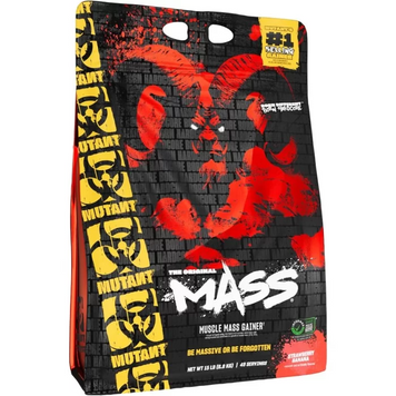 Mutant, Mass, Засіб для набору ваги, порошкова суміш сироваткового та казеїнового протеїну, полуниця + банан, 6800 г (813743), фото