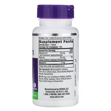 Natrol, Мелатонін, 1 мг, 180 таблеток (NTL-00466), фото