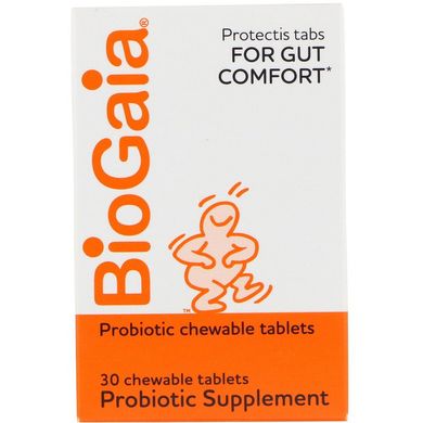 BioGaia, харчова добавка з пробіотиками, лимонний смак, 30 жувальних таблеток (BGA-46005), фото
