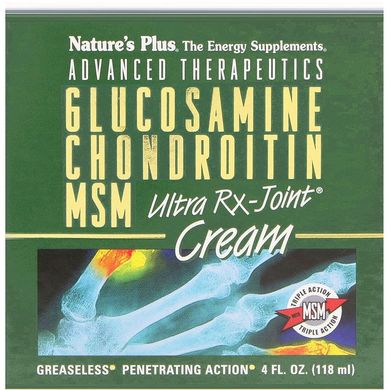 Nature's Plus, Advanced Therapeutics, глюкозамін, хондроїтин та МСМ, крем Ultra Rx-Joint, 118 мл (NAP-04925), фото