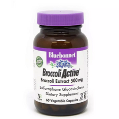 Экстракт брокколи 500 мг, Broccoli Active, Bluebonnet Nutrition, 60 вегетарианских капсул (BLB-01260), фото