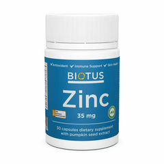 Цинк, Zinc, Biotus, 35 мг, 30 капсул (BIO-530258), фото
