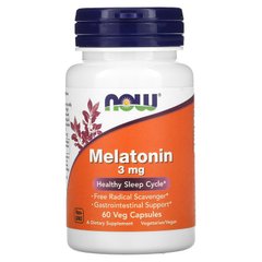 Мелатонин, Melatonin, Now Foods, 3 мг, 60 капсул, (NOW-03255), фото