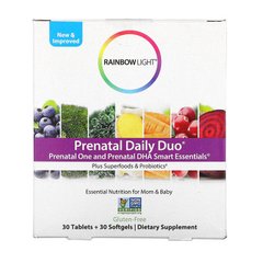 Rainbow Light, Prenatal Daily Duo, Prenatal One и Prenatal DHA Smart Essentials, комплекс витаминов для беременных, 30 таблеток + 30 капсул (RLT-60006), фото